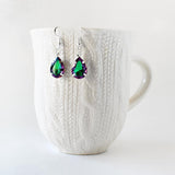 Green And Purple Crystal Teardrop Earrings