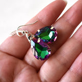 Green And Purple Crystal Teardrop Earrings
