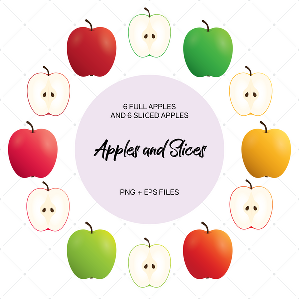Apples and Slices Clip Art