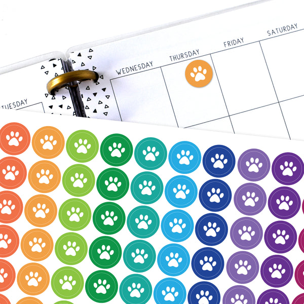 Paw Print Circle Planner Stickers