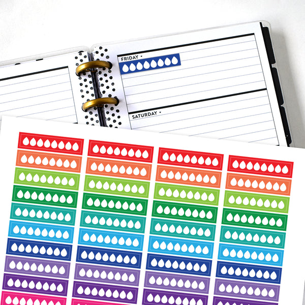 Water Tracker Skinny Planner Stickers