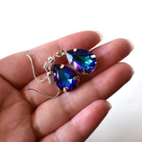 Earrings - Blue And Purple Crystal Teardrop Earrings