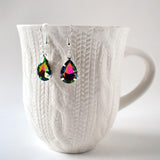 Earrings - Green And Pink Crystal Teardrop Earrings