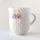 Earrings - Lavender And Gold Crystal Teardrop Earrings