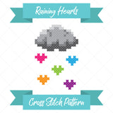 Raining Hearts Cross Stitch Pattern