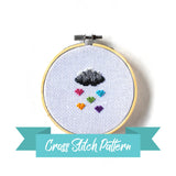 Raining Hearts Cross Stitch Pattern