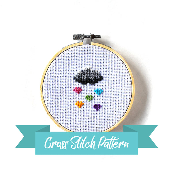 Raining Hearts Cross Stitch Pattern