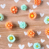 Magnets - Teal And Orange Flower Magnets